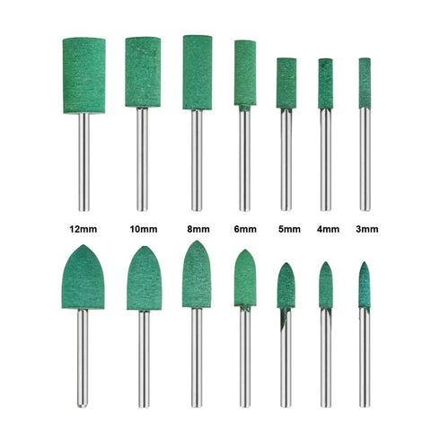 One Hundred Piece Set Of Abrasive Rubber Mounted Grinding Bits With 3Mm Shank for polishing, featuring various sizes and shapes.