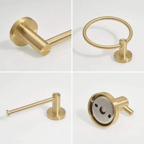 All-In-One Bathroom Accessories Set With Adjustable 16 To 26 Inch Towel Bar, Towel Ring, Toilet Paper Holder And Towel Hook