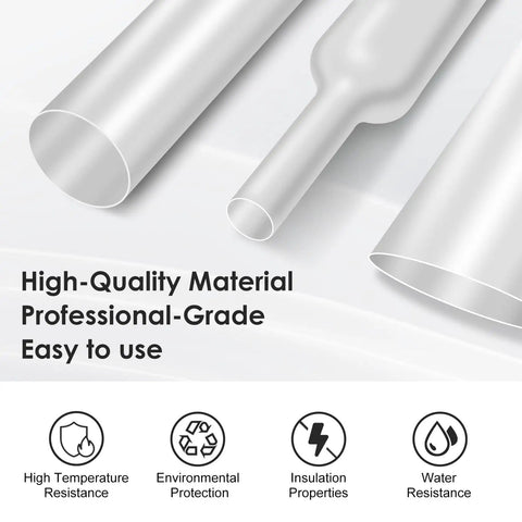 Clear Heat Shrink Tubing Kit With 580 Pcs EVA Material In 11 Sizes Pro Grade Heavy Duty For Electrical Insulation Wire Repair
