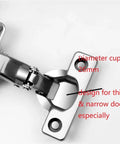 Mini Hydraulic Cabinet Hinges With Soft Close Damper Easy Install Narrow 26mm Cup For Small Cabinets And Cupboards
