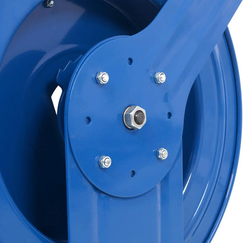 Close-up detail of Retractable Welding Hose Reel 100 Foot Oxygen And Acetylene Twin Line With Beefy Steel Frame Heavy Duty