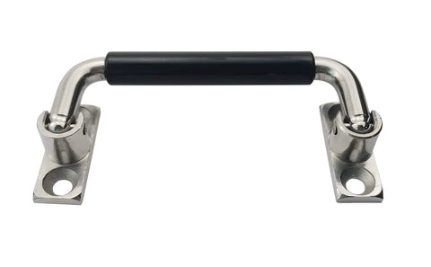 Stainless Steel Folding Cabinet Handle 4 Inch 90 Degree Pull With Rubber Grip Bright Polished SUS304 Silver Hole Center 1.65 Inches