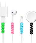 24 Pcs Silicone Cable Protector Set Flexible Spiral USB Charger Cable Saver For Phone Laptop Mouse Headphones And Earphones Cable Wrapping Accessories Available In Black Pink Blue And Green on various cords