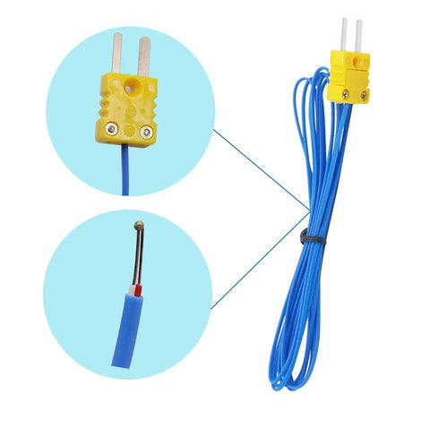 Go To Pro Grade K Type Mini Thermocouple Temperature Probe 2 Meter Cable Pack Of 2 For General Temperature Measurement From Minus Forty To Two Hundred Fifty Celsius Compatible With Type K Instruments