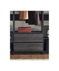 Freestanding Wooden Closet System Featuring Modular Cubbies And Hanging Rods Delivers Totally No Sweat Customizable Wardrobe Storage For Clothes Shoes And Accessories In Sleek Gray with drawers and storage box.