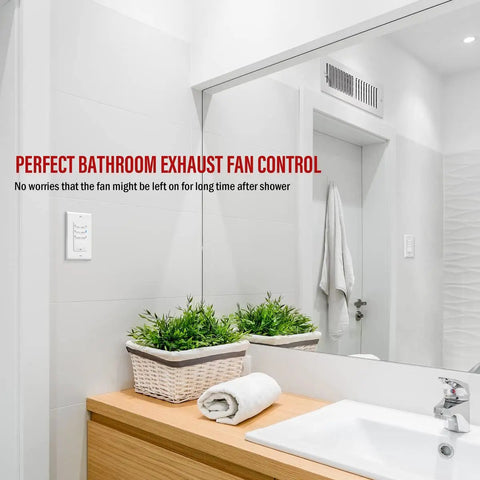 Smart Countdown Timer Switch For Bathroom Exhaust Fans And Lights Preset From 5 Minutes To 4 Hours Night Light LED Indicator