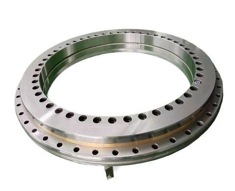 Heavy Duty Rotary Table Bearing Built Like A Tank For Rock Solid Precision Rotation Slewing Ring Turntable Setup For Professional Machine Shops And Factory Gear 600mm showing detailed close-up of bearing with outer holes.