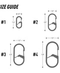 Size guide for carabiners showing dimensions of G-Series Dual Chamber Carabiner Size 3 Stainless Steel 1 Pack For Keys And Grab And Go Gear
