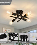 Four Light Semi Flush Mount Ceiling Light Fixture Two Pack Matte Black With E26 Base Modern Farmhouse Style in a living room
