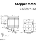 Technical diagram of 34 Stepper Motor With Encoder, Closed-Loop Servo Motor, 4.5 Nm Torque, 4.2 A Current for CNC machines.