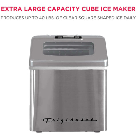 Big Capacity Clear Ice Maker For Home Bar 40 Lbs Output Stainless Steel Creates Crystal Clear Square Ice Cubes Fast For Beers Sodas And Cocktails A Game Changer Countertop Ice Machine front view
