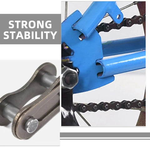 Heavy Duty Steel Chain Link Connectors 20 Pack Quick Swap Couplers For Single Speed And Folding Bikes showing a connector on a bicycle chain.