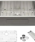 30 Inch Undermount Kitchen Sink 30x19 Inch Single Bowl in 16 Gauge 304 Stainless Steel with grid and accessories