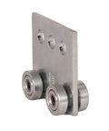 Close-up of Four Wheel Trolley Assembly For Strut Channel One And Five Eighths Inches Or Taller With Premium Bearings And Electro Galvanized Zinc Finish