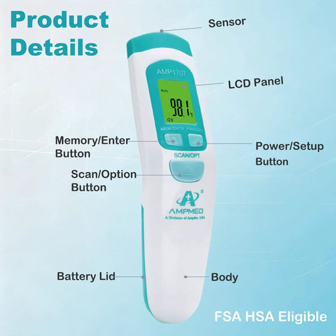 Non Contact Infrared Forehead Thermometer Medical Grade For Quick One Second Readings Ideal For Adults Kids And Babies Hospital Quality No Touch Fever Check White Finish, front view