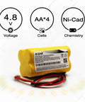 10 Pack 4.8 Volt 800mAh NiCd Battery Replacement For Emergency Exit Lighting Systems Long Lasting Rechargeable Backup Power