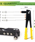 Heavy Duty Manual Riveter Kit With 6 Size Aluminum Blind Rivets Assortment 226 Pcs M2.4 M3.2 M4 M4.8 Hand Rivet Gun dimensions
