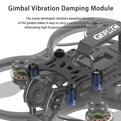 Close-up of 4K 60FPS FPV Drone System With Advanced O3 Air Unit And 6S 2450KV VTX Wide Angle Quadcopter's gimbal damping module