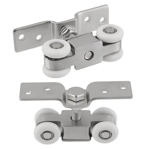Two Pack Heavy Duty Stainless Steel Sliding Door Roller Set With Silent Design, 265 Lb Load Capacity, 0.9 Inch Wheel
