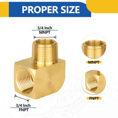 10 Pack Brass Pipe Fittings 90 Degree Street Elbow 3/4 Inch Female NPT To 3/4 Inch Male NPT Barstock shown from multiple angles