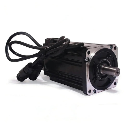 Front view of a black 90ST-M04025 AC servo motor with metal housing and protruding shaft