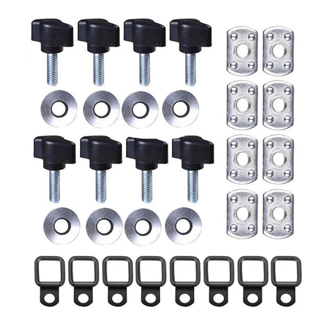 Hardtop Quick Removal Thumb Screws With Nut Washer And Tie Down D Rings For Jeep Wrangler JK YJ TJ JKU Black No Tools Needed