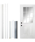 Top Shelf Fiberglass Entry Door Thirty Six By Eighty Inches Nine Lite Low E Glass Primed White Oak Knock Down Build components.