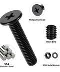 231 Pieces Machine Screws And Nuts Kit M4 M5 M6 Phillips Flat Round Head 304 Stainless Steel Nuts Bolts Washers Set Black