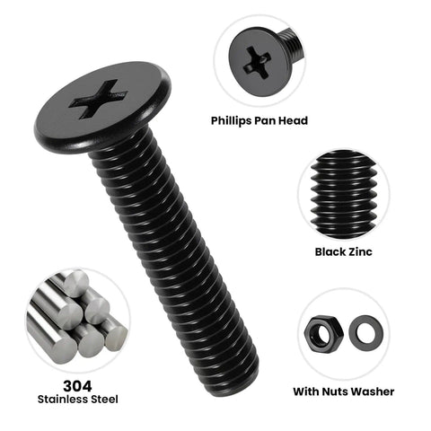 231 Pieces Machine Screws And Nuts Kit M4 M5 M6 Phillips Flat Round Head 304 Stainless Steel Nuts Bolts Washers Set Black