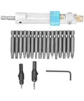 20 Piece Multi Use Fastener Tool Kit Set With Anti Rust Metal Bits In Portable Plastic Case arranged on white background