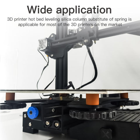 Set Of Four Heavy Duty Silicone Bed Mounts For Ender 3 Printers, installed under heated bed for vibration control.