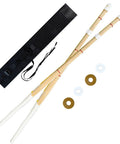 Set Of 2 Cosplay Swords 47 Inch Handmade Bamboo Practice Props with carrying bag and rings, anime replicas for costumes.