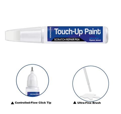 Chevy Silver Ice Metallic Touch Up Paint GAN WA636R For Chevy GMC Cars One Step Scratch Repair Kit No Mix Formula Quick And Easy Color Match To Fix Scratches In 60 Seconds shown with brush applicator and click tip
