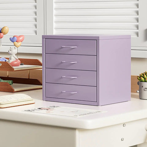 Must-Have Multi Layer Metal Desk Drawer Organizer Rack, Space Saving File Cabinet in purple for home office