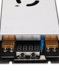 Close-up view of Heavy Duty MPPT Solar Boost Controller Step Up Charge Regulator built tough with digital display and connections.