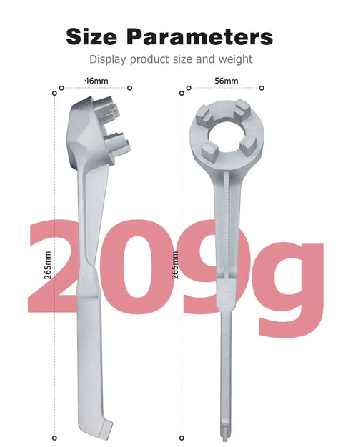 Lightweight Aluminum Drum Wrench For Gallon Drums Opens Two Inch And Three Quarter Inch Bung Caps On Ten To Fifty Five Gallon Barrels, size 265mm, 46mm, 56mm, 209g