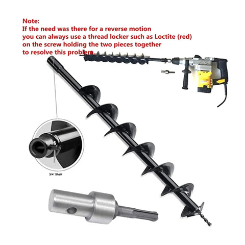 Round Shank Hammers Adapter With Two Slots Drill Bit Shaft Arbor Connector for Earth Auger Head Power Tools attached to auger.