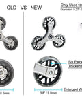 Replacement Stair Climbing Wheels For Shopping Cart And Laundry Trolley, Triangle Rubber Wheels, old vs new comparison, grooved axle