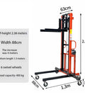Heavy Duty Electric Pipe Lift Table With Sturdy Steel Construction And Swivel Casters For Easy Duct Ventilation Installation And Mobile Lifting Jobs Anywhere, showing dimensions and structure.