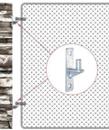 Wall Mount Chain Link Fence Gate Hinges Two Pack With Five Eighth Inch Pin, showing silver galvanized hinge on fence post.