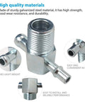 Front view of a zinc-plated steel intake manifold vacuum T fitting with 3/8 in NPT thread