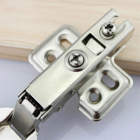 Close-up of metal Hydraulic Soft Close Safety Door Hinge For Kitchen Cabinets Full Overlay Cupboard Shutter Hinges 1 Pack.