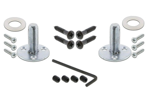 Installation hardware for Meadows Plate With Keyhole Double Dummy Waldorf Door Knob Set, including screws and wrench