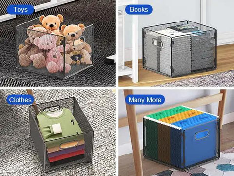Premium Mesh Hanging File Organizer Box Set Featuring Collapsible Structure And Rugged Carry Handles For Letter Size Documents Magazines And Notebooks Keeping Your Space Hella Neat And Seriously Stress Free
