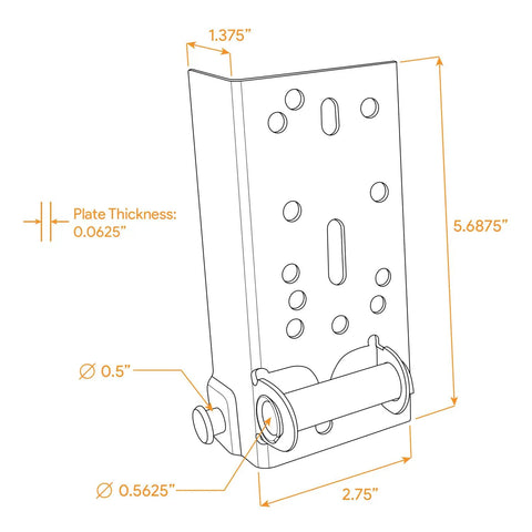 Built Like A Tank Garage Door Bottom Lift Brackets For Seven Sixteenth Inch Roller Stem Heavy Duty Galvanized Steel technical dimensions.