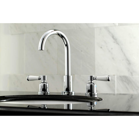 Paris Widespread Bathroom Faucet in Polished Chrome with Solid Brass Build Drip Free Ceramic Disc Cartridge Deck Mount