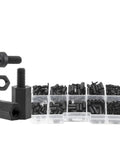 Non Conductive Nylon Hex Spacer Kit Two Pack With Male And Female Standoffs And Plastic Screws Nuts M2.5 M3 M4 For Drone Quad Copter PCBs Circuits Insulation Spacers 240 Pieces, black hardware and organizer tray