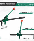 Chain Link Fence Stretcher Tool With Ratcheting Wire Tightener For Easy Tension, 1.7 To 9 Inch Range, Tilted Base Hooked Groove