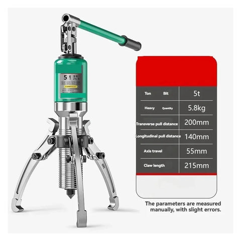Beefy 10 Ton To 20 Ton Hydraulic Three Jaw Bearing Puller With Integrated Lateral Split Arms, 5 ton capacity for extracting bearings.