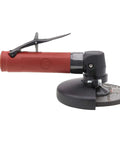 Heavy Hitter 4 Inch Air Angle Grinder With 0.5 Horsepower features red and black design, ideal for cutting and grinding tasks.
